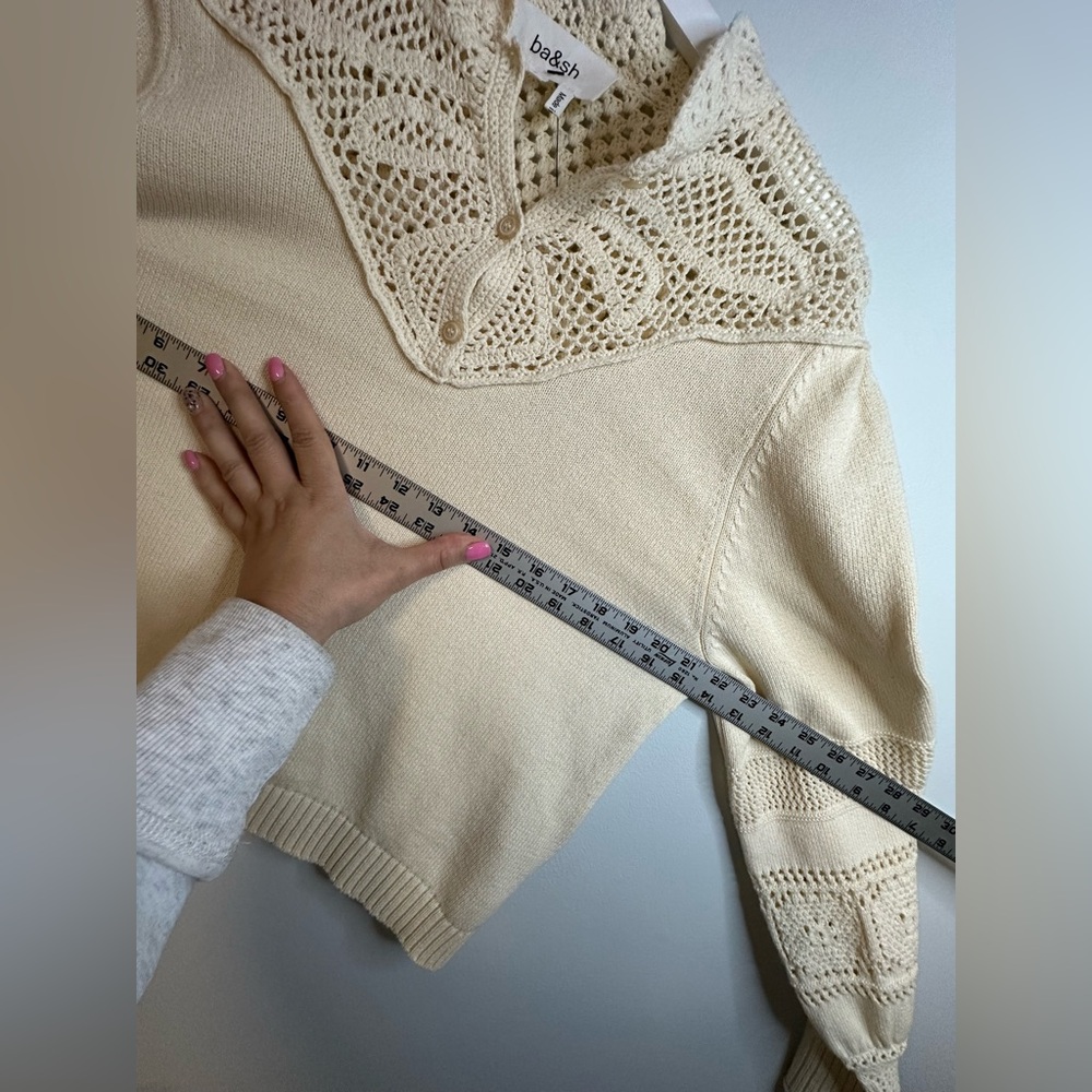 Ba&Sh Pino Off White Crochet Neutral Cotton Knit Sweater Size Small - Picture 15 of 17
